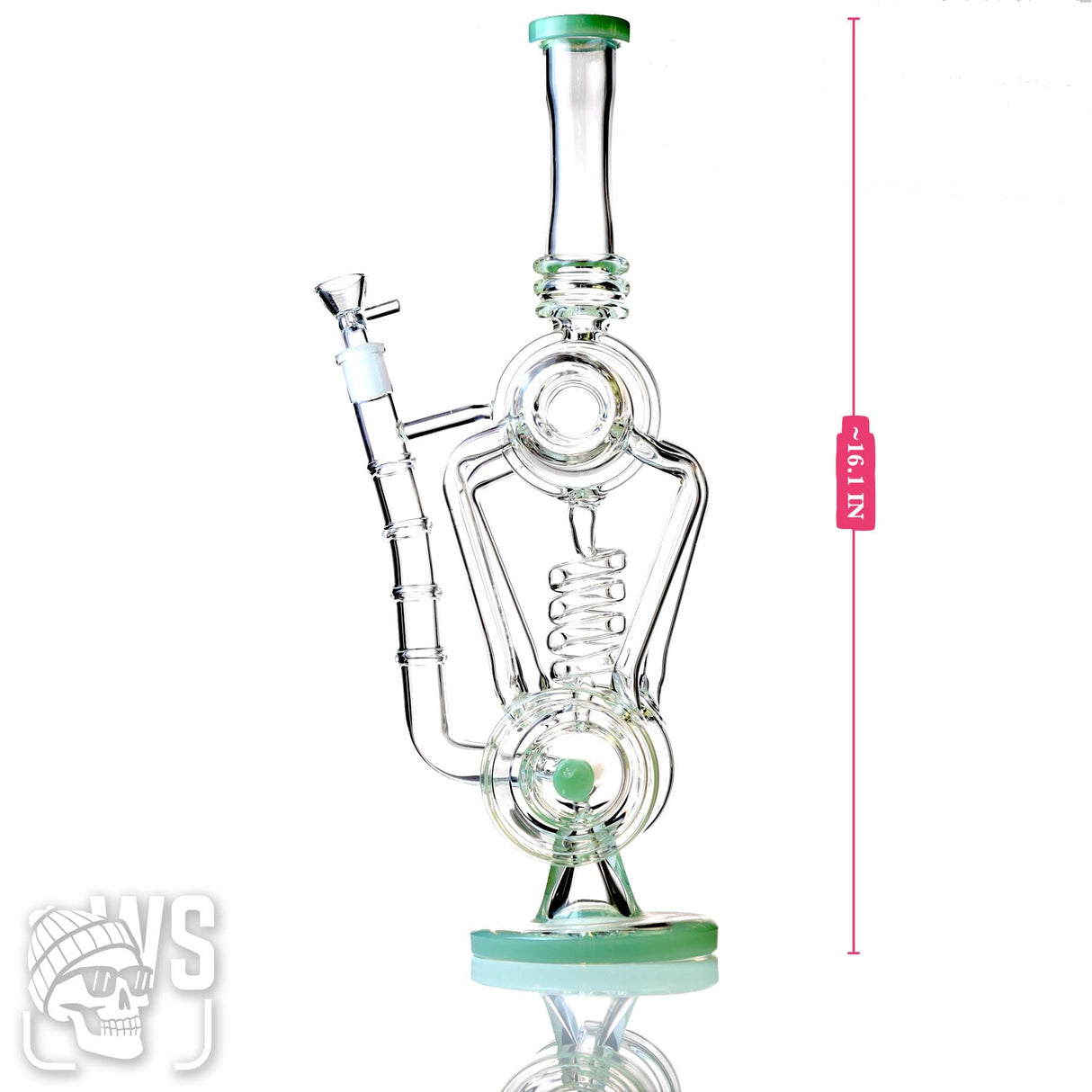 CYCLONE GLASS BONG WITH SPIRAL PERCOLATOR AND UNIQUE COOLING SYSTEM