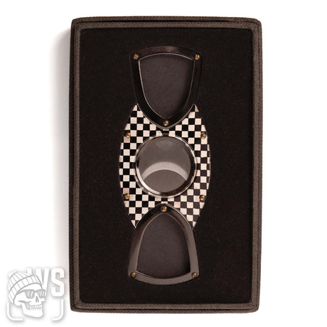 Wesmoke checkered double guillotine cigar cutter white black cigar cutter