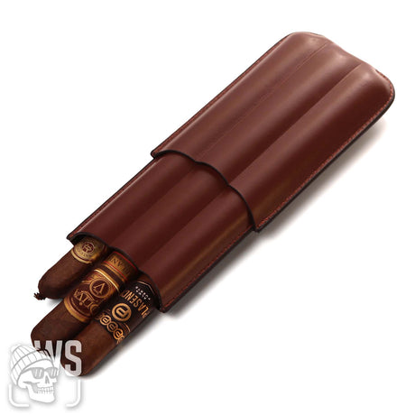 Wesmoke leather 3 cigar case molded channel design travel holder cigar travel case