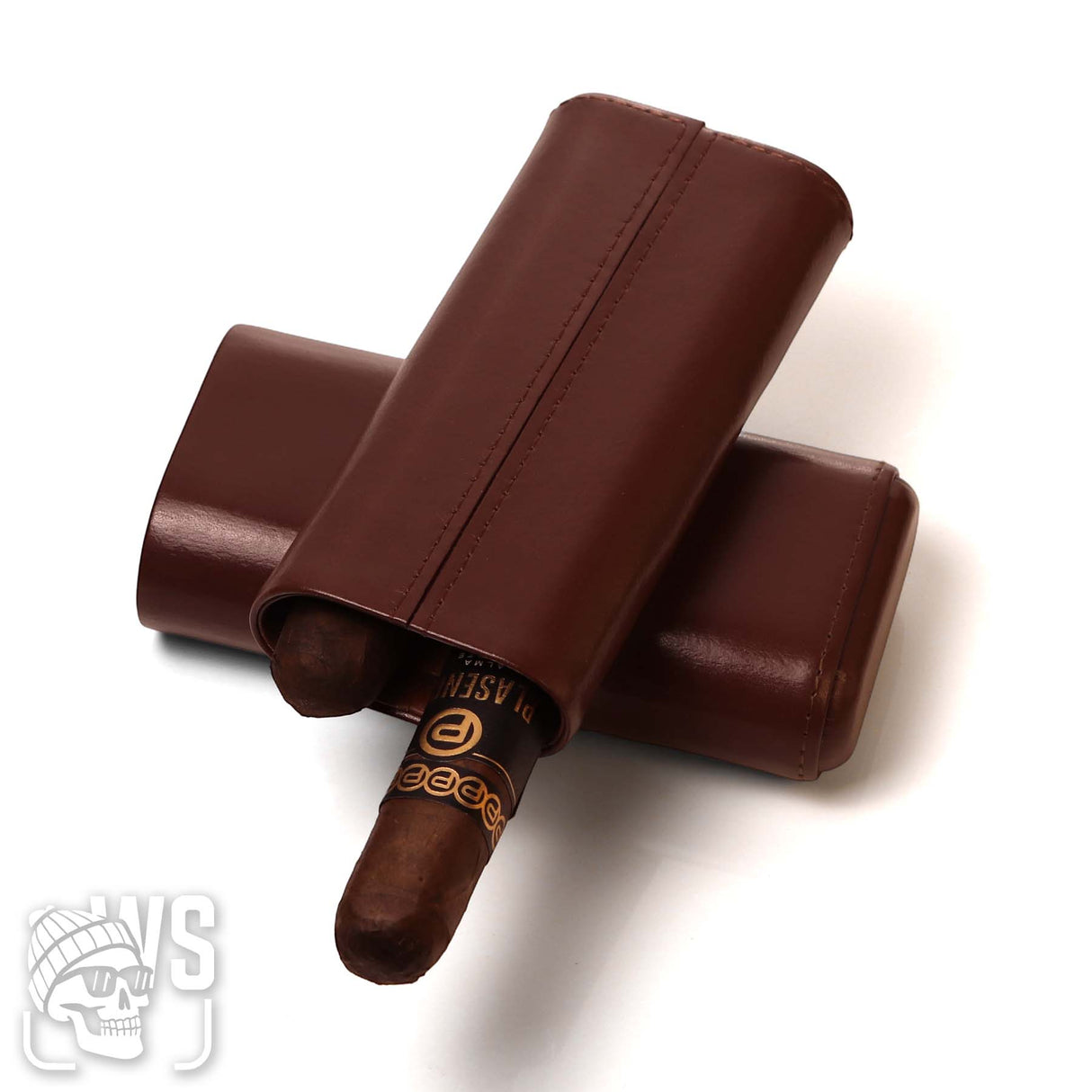 LEATHER CIGAR TRAVEL CASE HOLDS UP TO 2 CIGARS