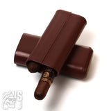LEATHER CIGAR TRAVEL CASE HOLDS UP TO 2 CIGARS