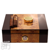 Wesmoke.com luxury wood cigar humidor with glass lid, humidifier, and built-in hygrometer cigar humidor