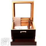 Wesmoke wood cigar humidor with glass lid and bottom accessory drawer brown cigar humidor