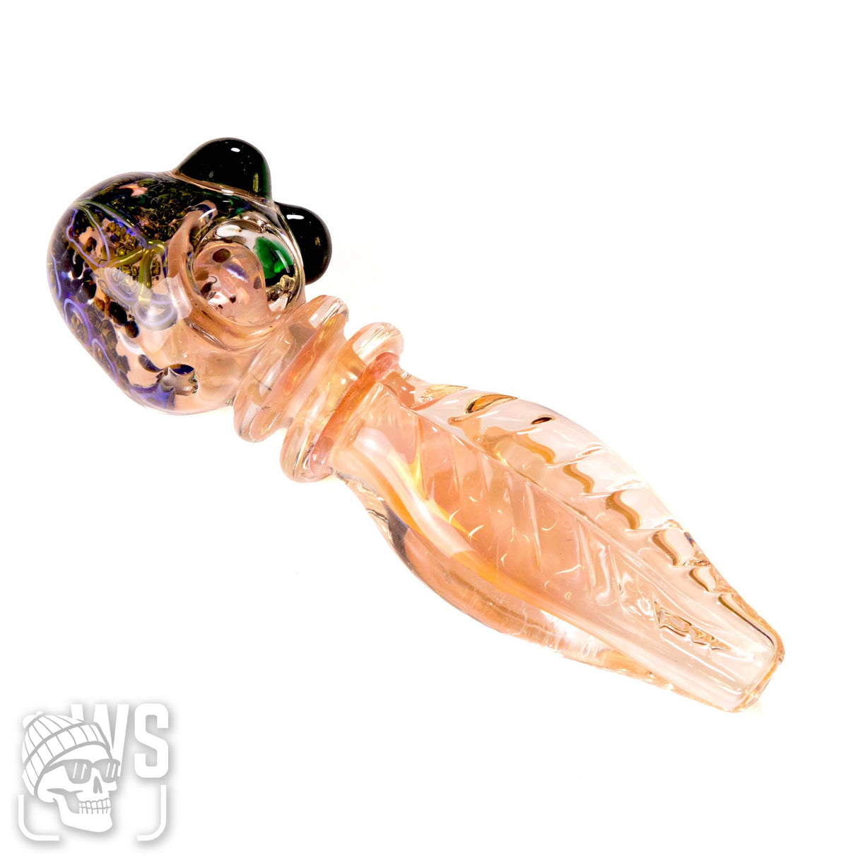 GLASS TURTLE HAND PIPE WITH LEAF BODY DESIGN