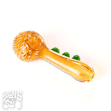 COLOR TWISTED GLASS SPOON PIPE WITH MARBLE GRIP