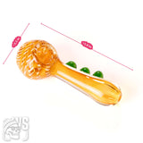 COLOR TWISTED GLASS SPOON PIPE WITH MARBLE GRIP