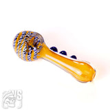 COLOR TWISTED GLASS SPOON PIPE WITH MARBLE GRIP