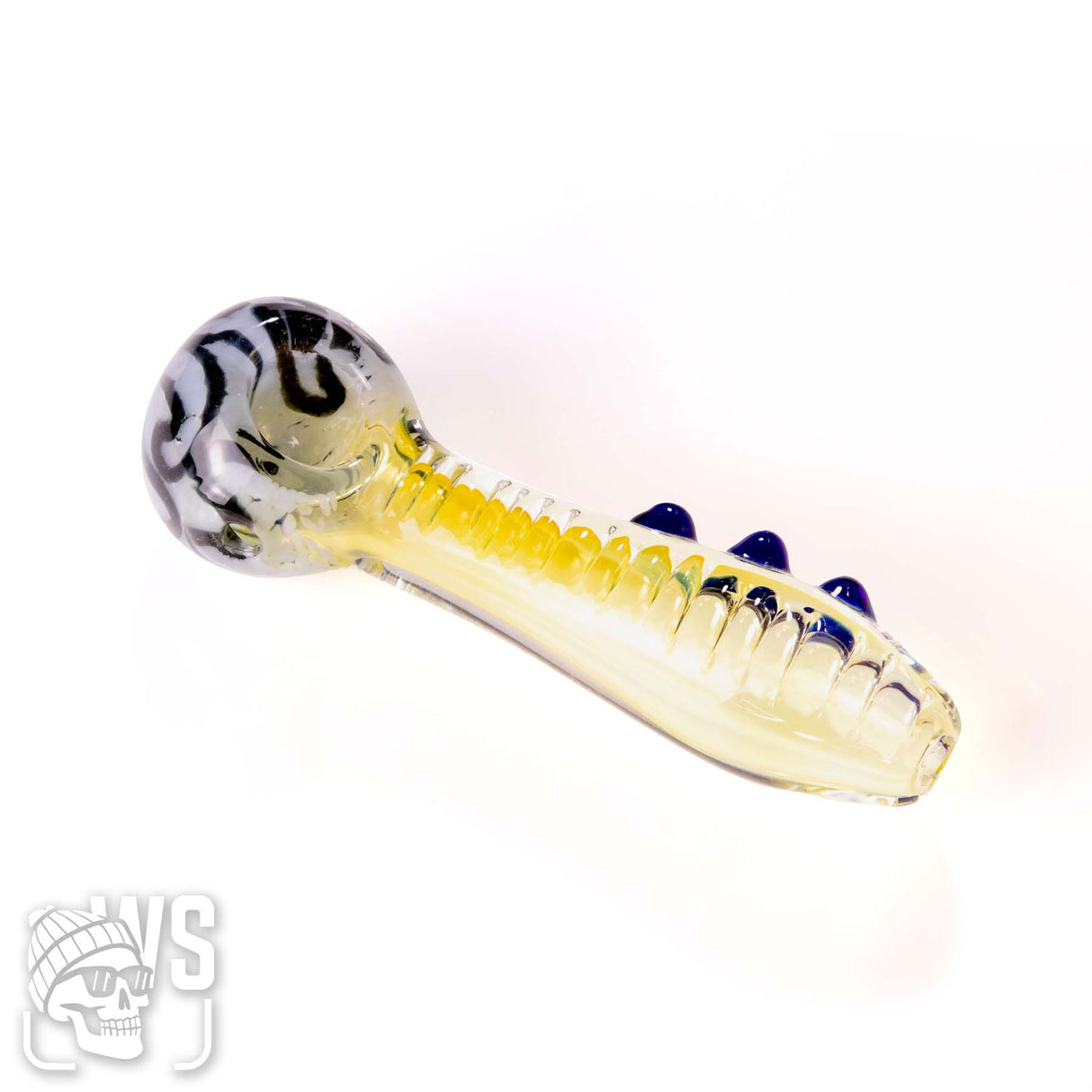 COLOR TWISTED GLASS SPOON PIPE WITH MARBLE GRIP