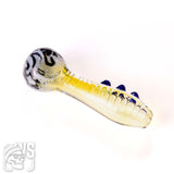 COLOR TWISTED GLASS SPOON PIPE WITH MARBLE GRIP