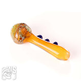 COLOR TWISTED GLASS SPOON PIPE WITH MARBLE GRIP