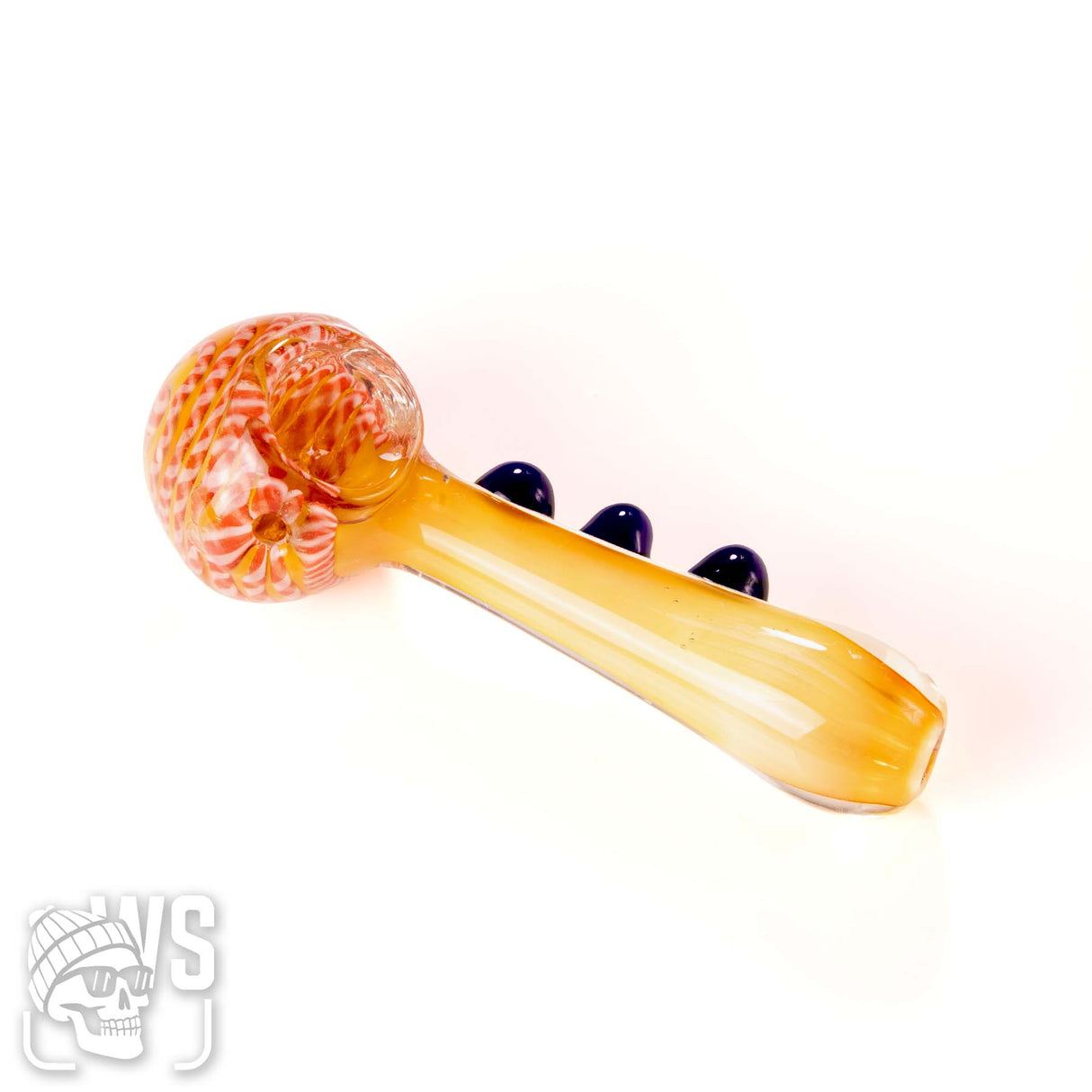 COLOR TWISTED GLASS SPOON PIPE WITH MARBLE GRIP