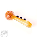 COLOR TWISTED GLASS SPOON PIPE WITH MARBLE GRIP