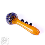 COLOR TWISTED GLASS SPOON PIPE WITH MARBLE GRIP