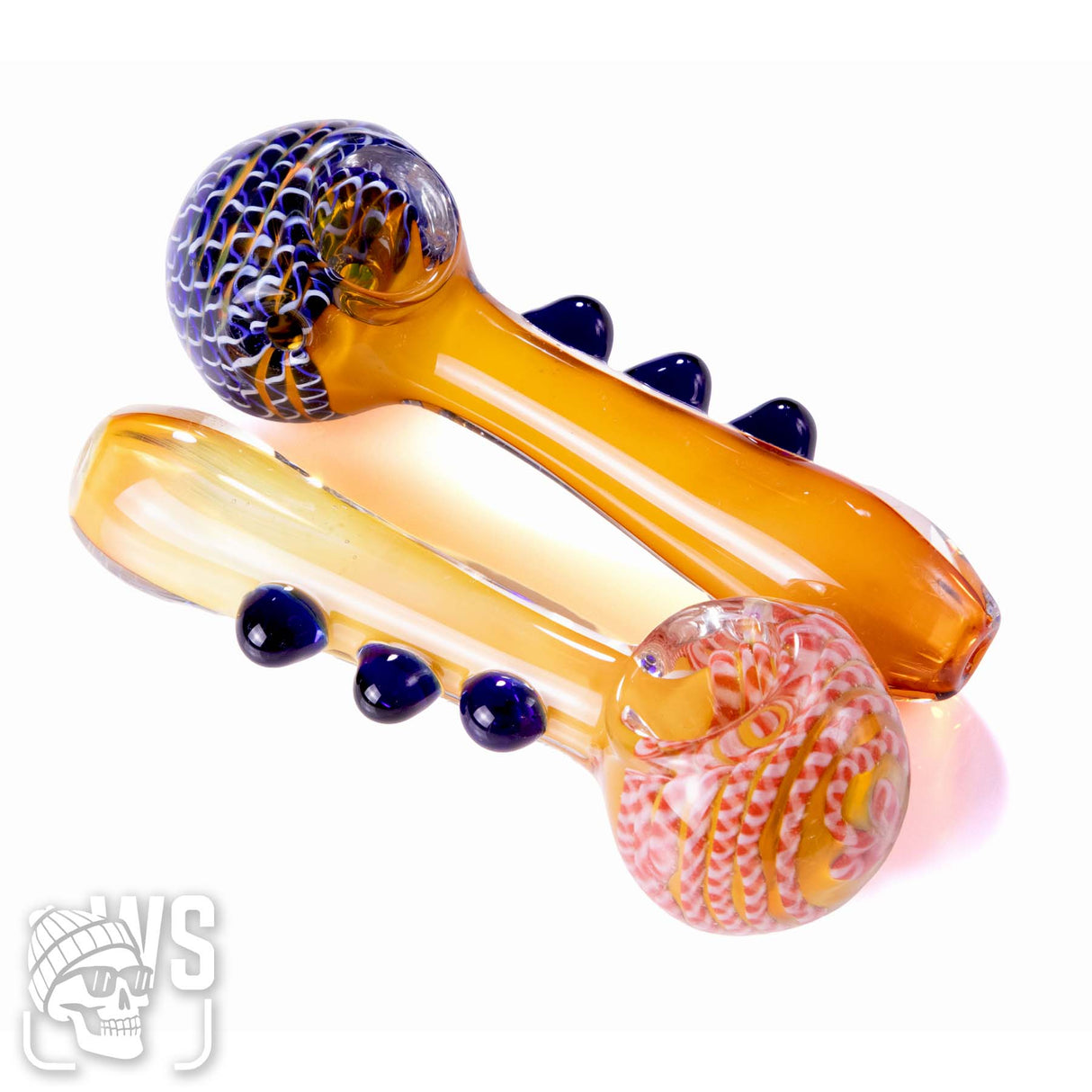 COLOR TWISTED GLASS SPOON PIPE WITH MARBLE GRIP