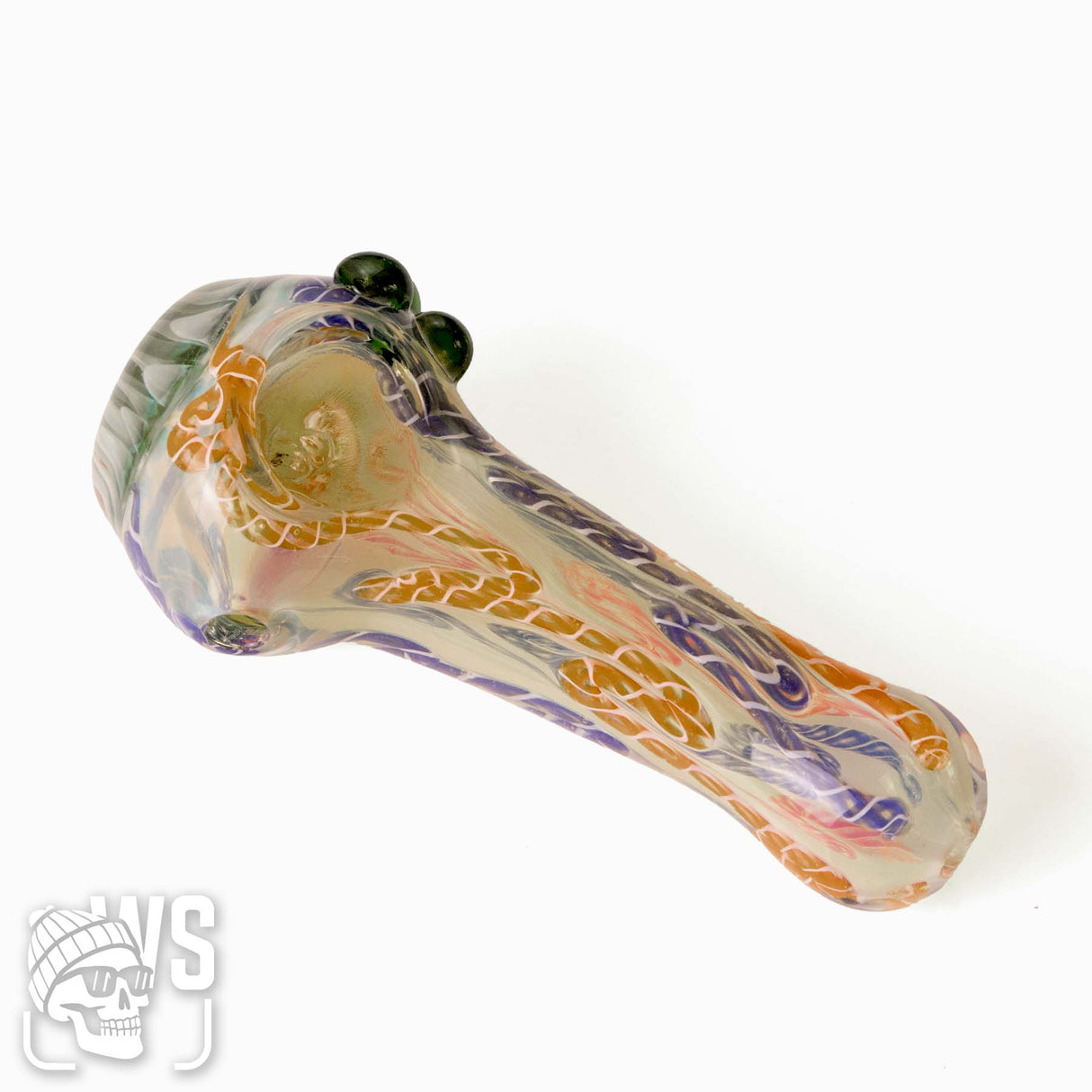 COLOR FUMED TWISTED GLASS SPOON PIPE