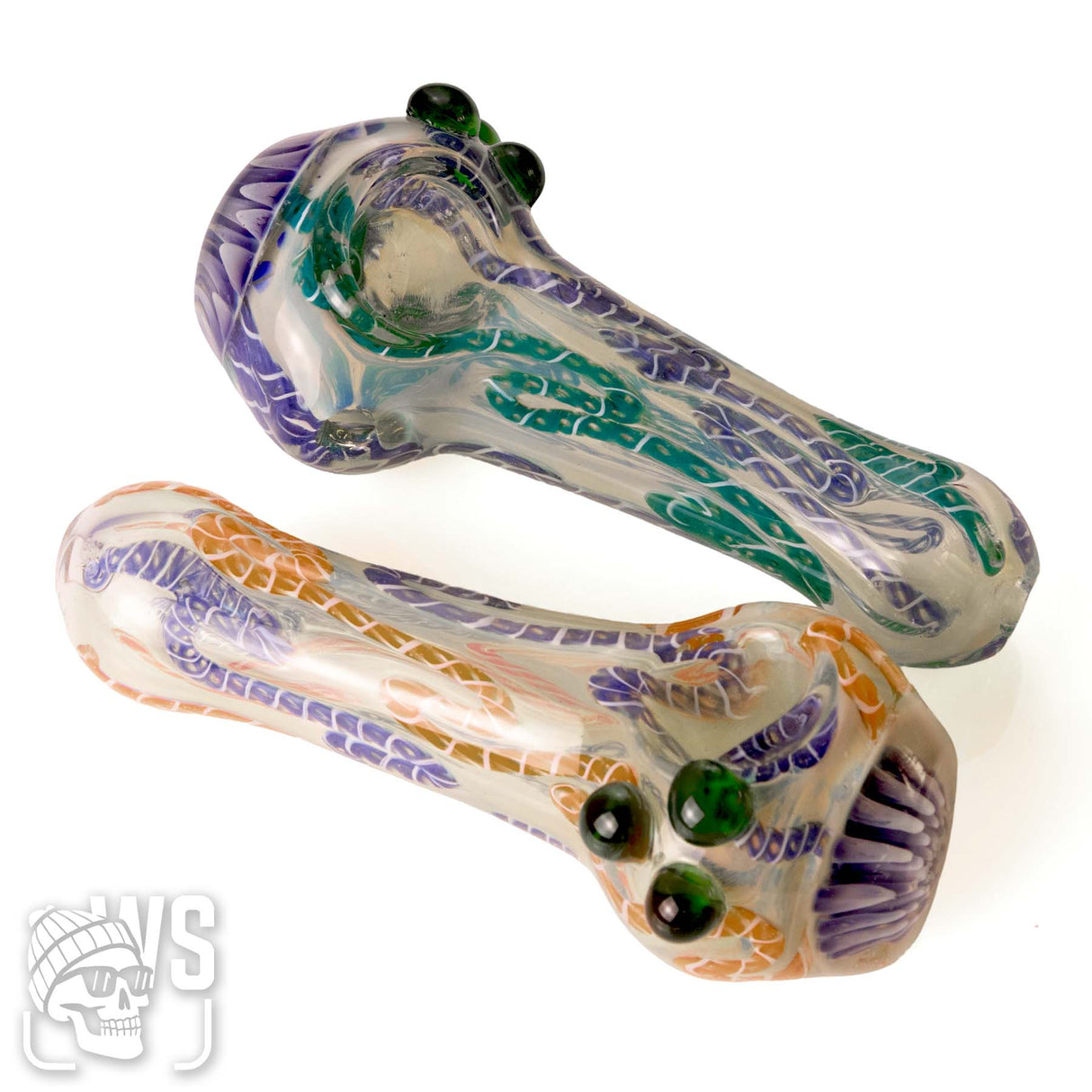 COLOR FUMED TWISTED GLASS SPOON PIPE
