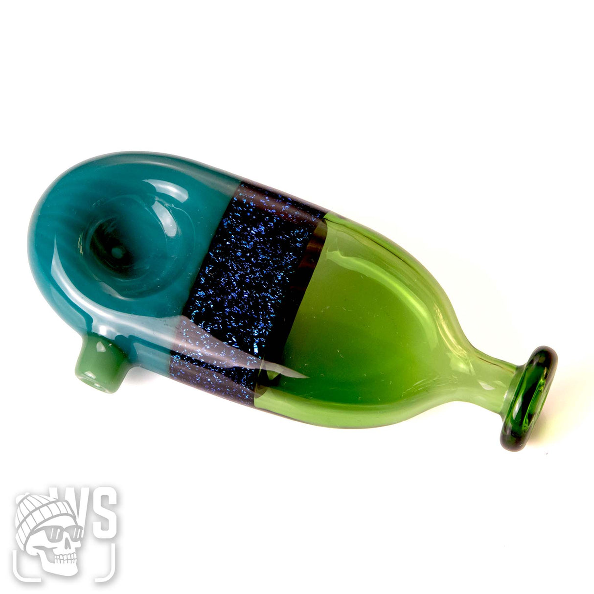 GLASS SPOON PIPE WITH GLITTER BAND DESIGN