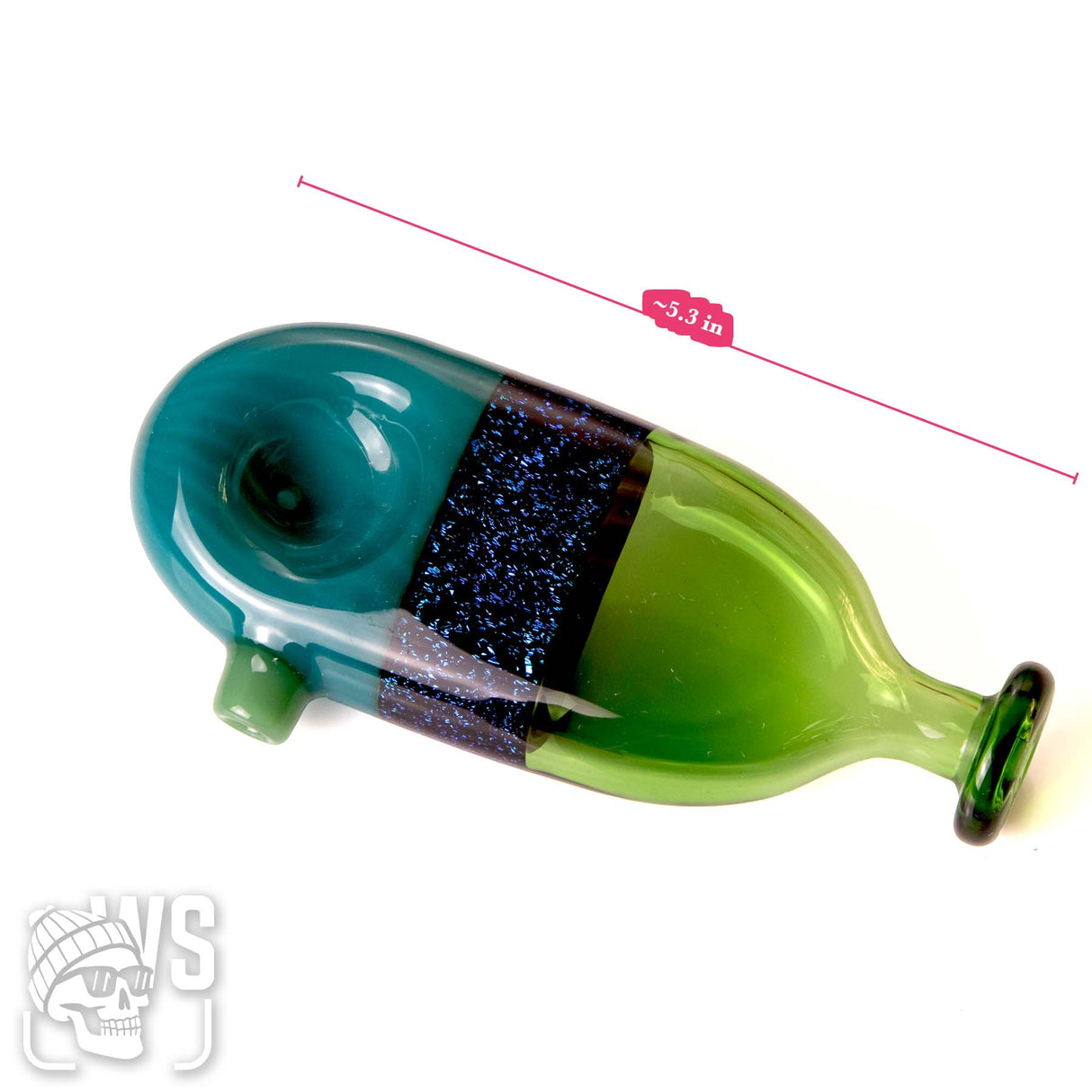 GLASS SPOON PIPE WITH GLITTER BAND DESIGN