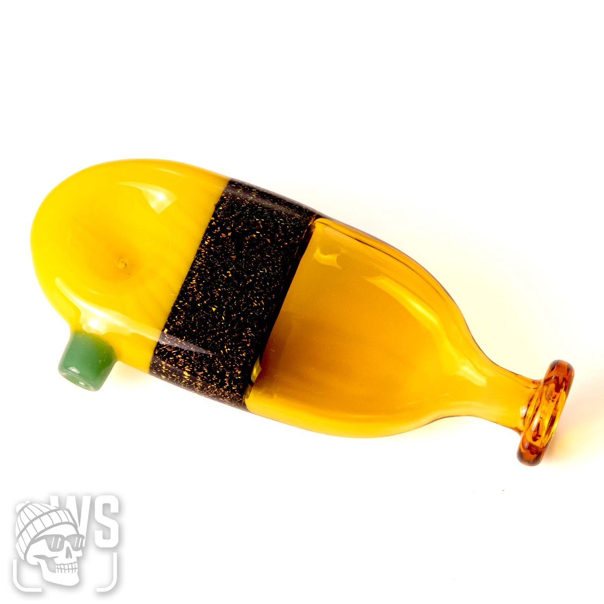 GLASS SPOON PIPE WITH GLITTER BAND DESIGN