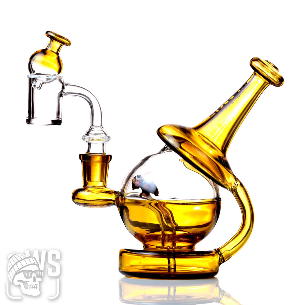 GLASS SCIENTIFIC RECYCLER DAB RIG WITH SPHERICAL BASE