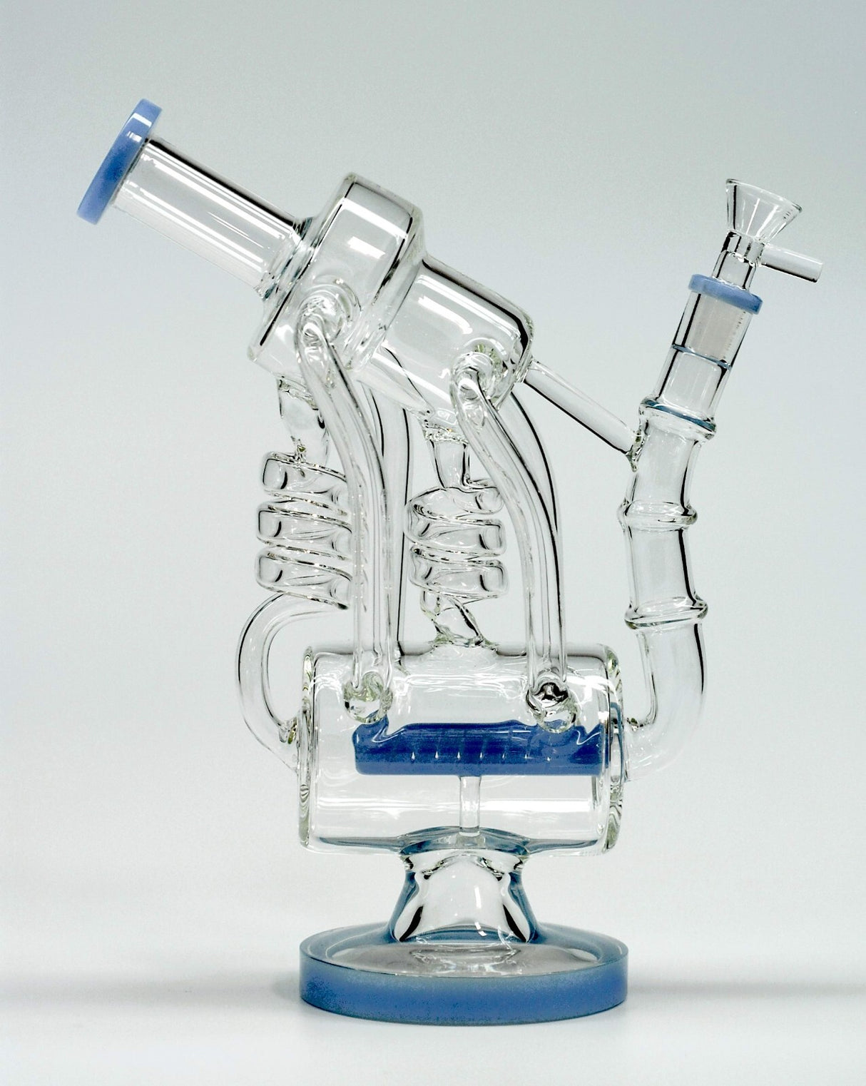 10" Milky Blue Vortex Cyclone Recycler Smoking Water Pipe Hookah Bubbler Bong