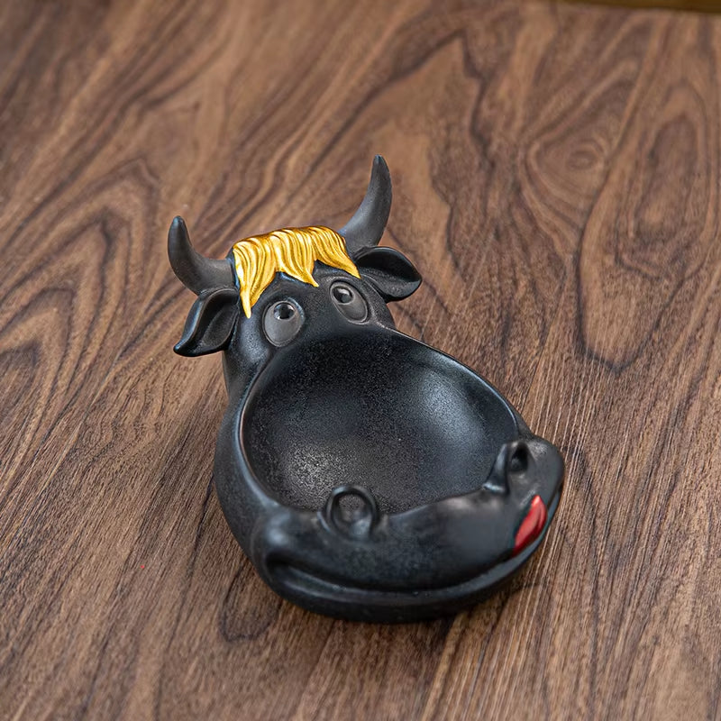 Cartoon Cow Ashtray anti Fly Ash Car Cigar Ashtray Home Living Room Large Capacity Ceramic Ashtray Creative Home Decoration