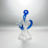 7'' Glass Bong Recycler Tornado Perc Smoking Water Pipe Hookah Bubbler W/Bowl