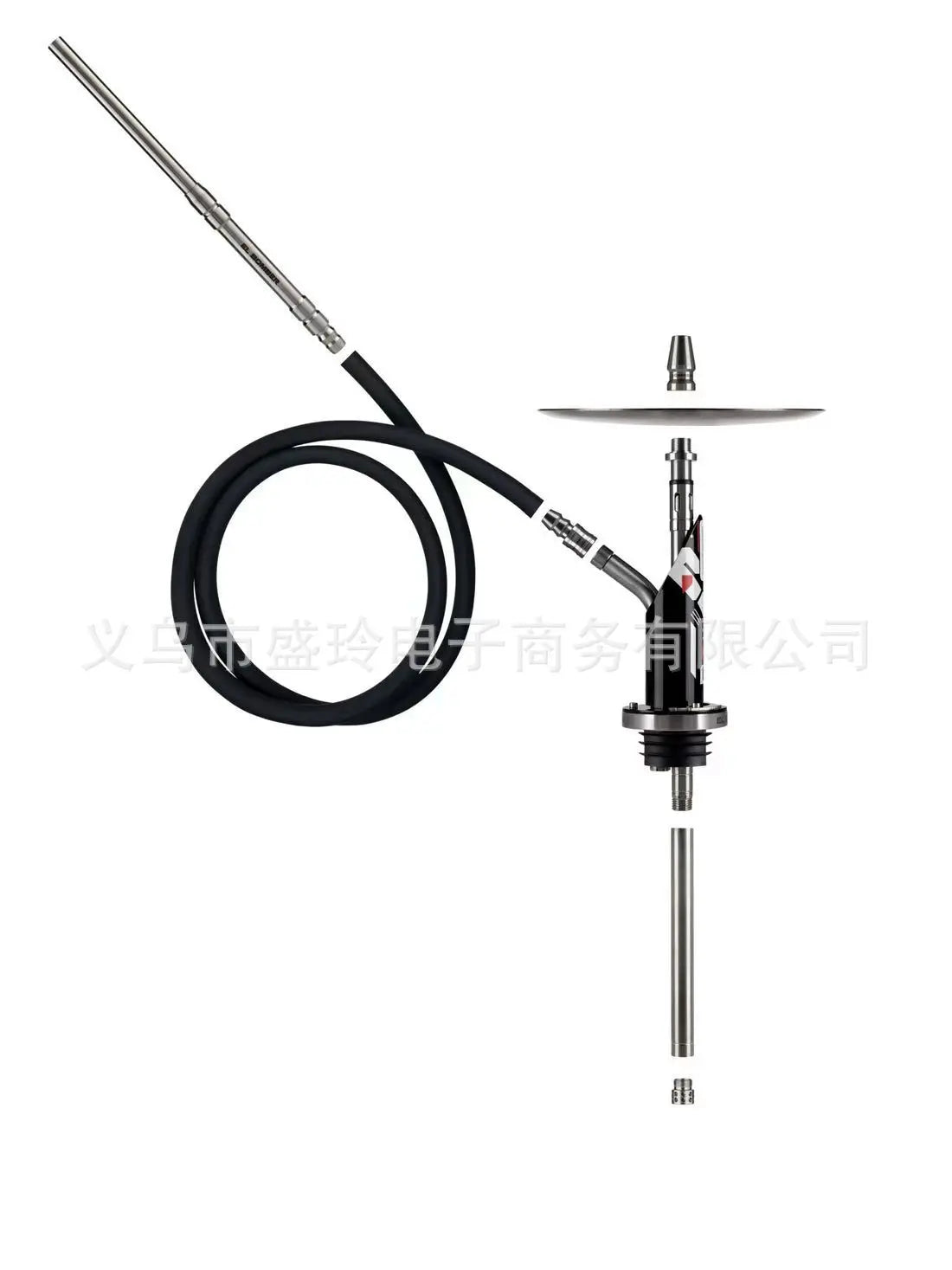 EL BOMBER STAINLESS STEEL SINGLE TUBE HOOKAH SET WITH GLASS BASE