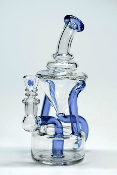 8" Sky Blue Klein Vortex Recycler Tobacco Smoking Water Pipe Hookah Bubbler Bong