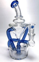 8" Sky Blue Klein Vortex Recycler Tobacco Smoking Water Pipe Hookah Bubbler Bong