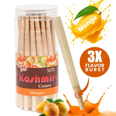 Kashmir Pre Rolled Cones King Size 50 Ct Mango Flavored Rolling Paper Cones