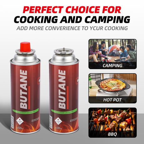 PORTABLE BUTANE FUEL CANISTER FOR CAMPING STOVES – 12 PACK