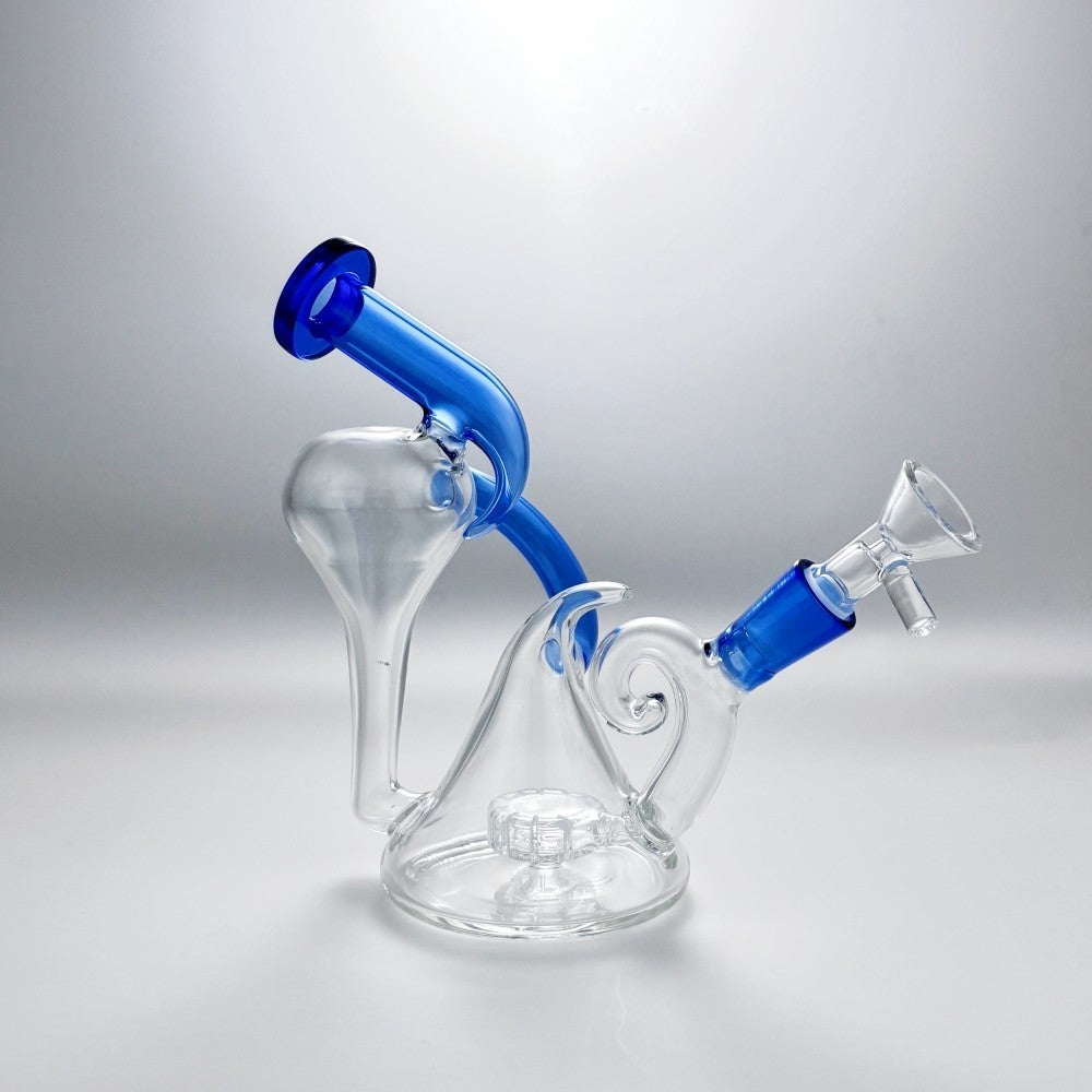 7'' Glass Bong Recycler Tornado Perc Smoking Water Pipe Hookah Bubbler W/Bowl