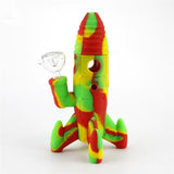 8" Silicone / Glass Space Rocketship UFO Water Pipe Bubbler Bong W/ Glass Bowl