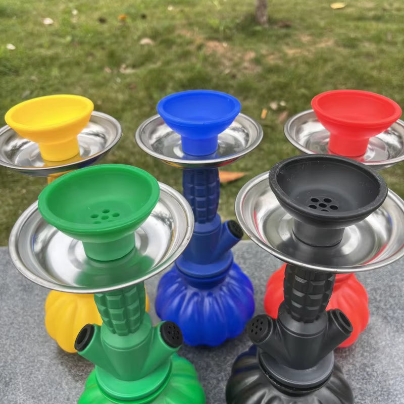 ACRYLIC SHISHA HOOKAH SET WITH SINGLE SILICONE HOSE FOR OUTDOOR TRAVEL PORTABLE NARGUILE CACHIMBA ACCESSORIES