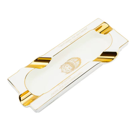 LUBINSKI Cigar Ashtray Four Cigarette Slots Ceramic Gilded Large Capacity Rectangular Lubinski Ash Tray Portable Ashtray CA-084