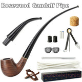 Rosewood Churchwarden Gandalf Pipe Long Stem Bent Tobacco Pipe W/ Accessories US