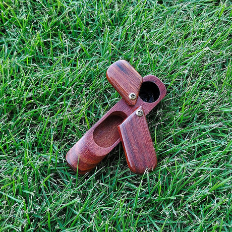 New Rotary Cover Wooden Smoking Pipe Portable Wood Pipe with Tobacco Storage Box
