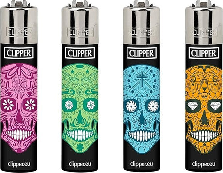 Clipper - Classic Large Reusable Lighter 48 Pack - Sugar Skulls