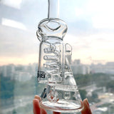 Helix Coil Glass Water Pipe Concentrate Spiral Bong Bubbler Recycler Hookah 14Mm