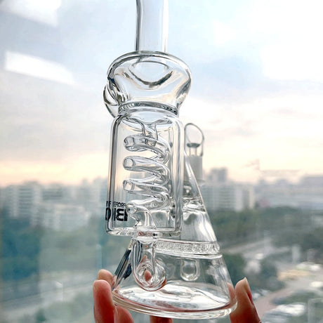 Helix Coil Glass Water Pipe Concentrate Spiral Bong Bubbler Recycler Hookah 14Mm