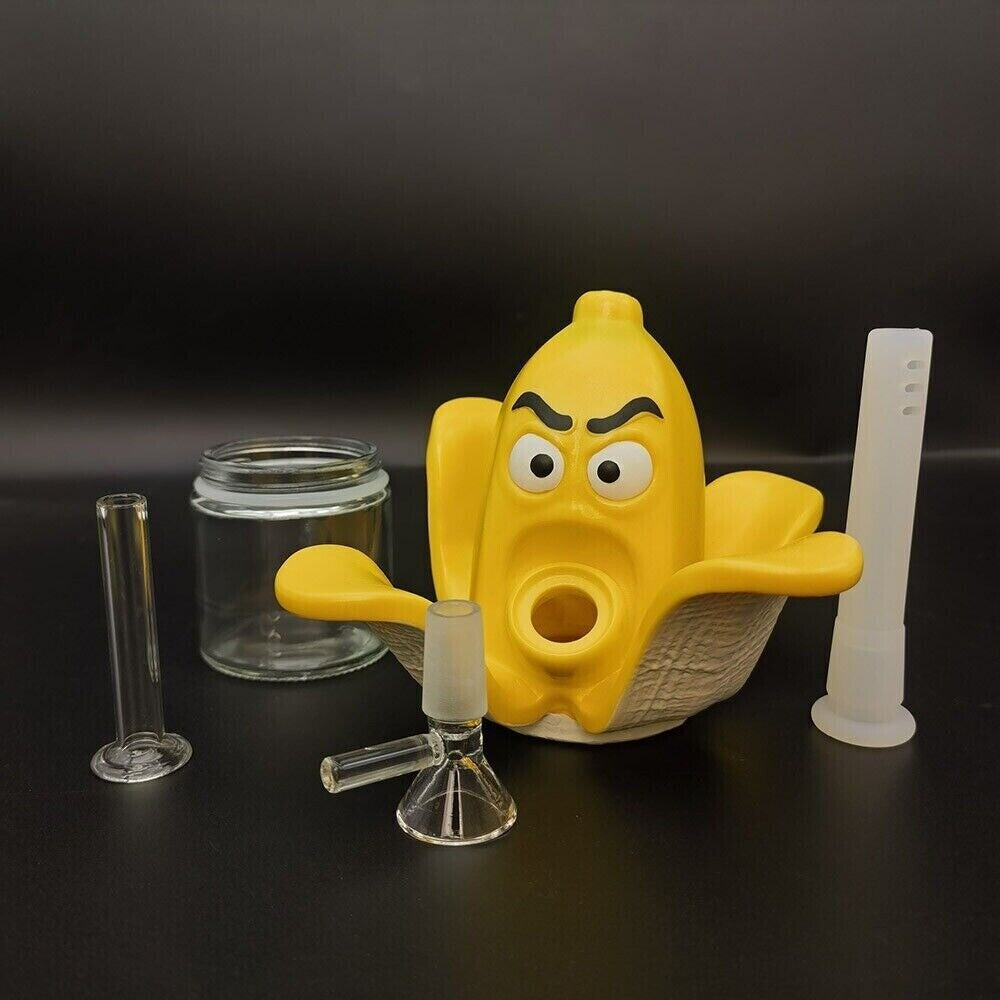6.7" Angry Banana Hookah Silicone Water Pipe Smoking Hand Pipes Bubbler Yellow