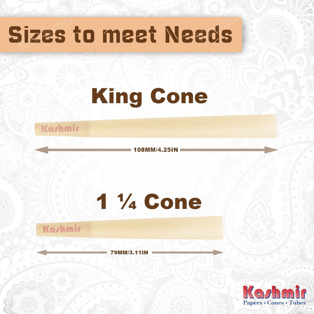 Kashmir Pre Rolled Cones King Ultrathin Slow Burning Rolling Paper Cones 50 Ct