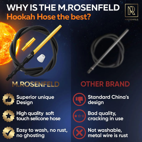 M. ROSENFELD PREMIUM GOLD SILICONE HOOKAH HOSE WITH ALUMINUM MOUTHPIECE