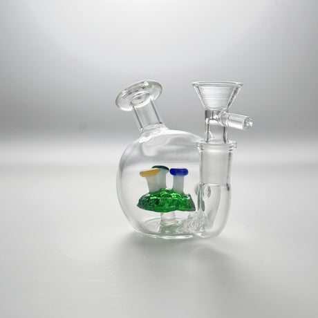 Samll Glass Bong Bubbler Mushroom Perc round Ball Water Pipe W/14Mm Tobacco Bowl