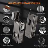 5-IN-1 WINDPROOF TORCH CIGAR LIGHTER – 4 JET FLAME, V-CUT, PUNCH & HOLDER