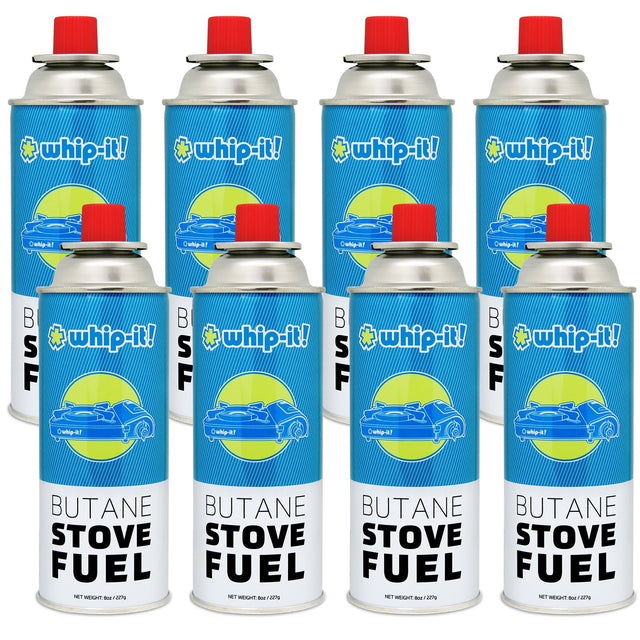 WHIP-IT BUTANE CAMPING STOVE FUEL – 8 OZ (8 PACK)