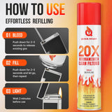 20X REFINED BUTANE LIGHTER & TORCH FUEL GAS REFILL – 10.14 FL OZ (12 PACK)