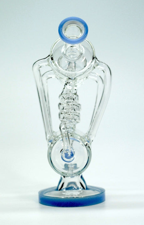 10" Milky Blue Vortex Cyclone Recycler Smoking Water Pipe Hookah Bubbler Bong