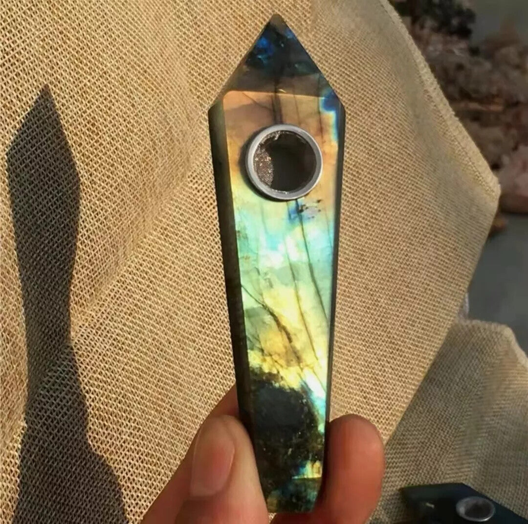 Natural Quartz Smoking Pipe Crystal Point Wand Stone Rock Obelisk Healing 1Pc